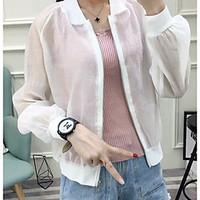 womens casualdaily cute summer jacket solid stand long sleeve regular  ...