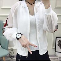 womens casualdaily cute summer jacket solid stand long sleeve regular  ...