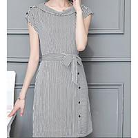 womens casualdaily simple sheath dress striped round neck knee length  ...