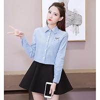 womens going out simple spring shirt solid shirt collar sleeve rayon m ...