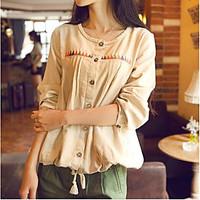 womens casualdaily vintage summer trench coat color block round neck 3 ...