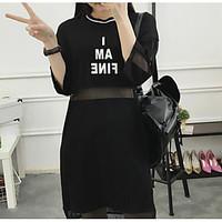womens casualdaily simple loose dress solid print round neck above kne ...