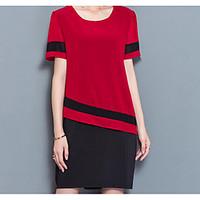 womens casualdaily simple loose dress striped round neck above knee sh ...