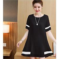 womens casualdaily simple sheath dress solid round neck above knee sho ...