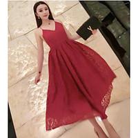 womens casualdaily simple loose dress solid strap midi sleeveless cott ...