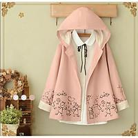 womens going out simple fall coat print hooded long sleeve regular oth ...