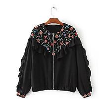 womens casualdaily street chic spring summer jacket solid round neck l ...