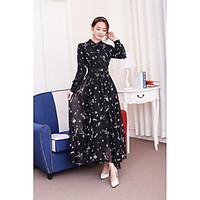 womens casualdaily cute sheath dress floral round neck midi knee lengt ...