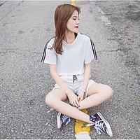 womens casualdaily sports simple active summer t shirt pant suits soli ...