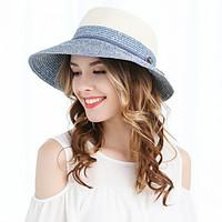 womens straw straw hat vintage cute party casual color block spring su ...