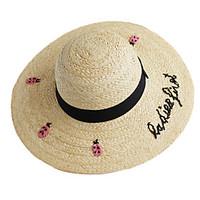 Women\'s Straw Straw Hat, Cute Casual Patchwork Spring Summer Fall Embroidered