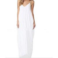 Women\'s Casual/Daily Sheath Dress, Solid Strap Maxi Sleeveless Cotton Summer High Rise Micro-elastic Thin