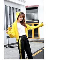 Women\'s Going out Casual/Daily Sports Vintage Cute Street chic Spring Fall Hoodie Pant Suits, Solid Letter Hooded Long Sleeve