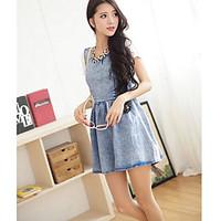 womens going out work holiday t shirt dress solid round neck above kne ...