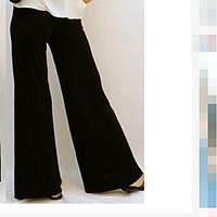 womens high rise strenchy chinos pants simple wide leg solid