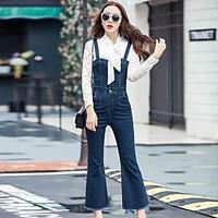 womens high rise micro elastic jeans pants street chic bootcut solid