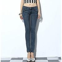 womens high rise strenchy jeans pants street chic simple straight skin ...