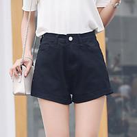 womens high rise micro elastic shorts pants simple slim solid