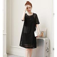 womens casualdaily simple a line dress solid round neck above knee sho ...