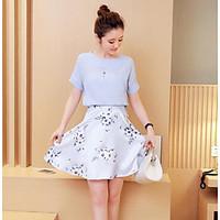 womens casualdaily simple skater dress geometric round neck above knee ...