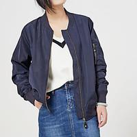 womens going out casualdaily vintage simple spring jacket solid stand  ...