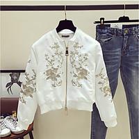 womens casualdaily simple spring fall jacket solid stand long sleeve r ...