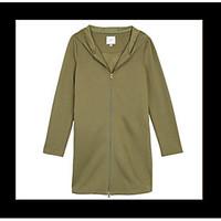 womens going out simple spring fall trench coat solid hooded long slee ...