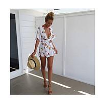 womens casualdaily simple loose dress floral deep v above knee length  ...