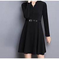 womens casualdaily sophisticated a line dress solid v neck above knee  ...
