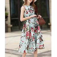 womens casualdaily cute a line dress print round neck above knee sleev ...