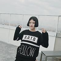 womens casualdaily going out sweatshirt solid letter round neck micro  ...