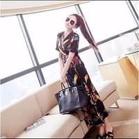 womens beach simple sheath dress print v neck maxi short sleeve other  ...