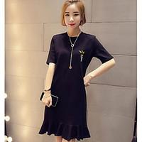 womens casualdaily t shirt dress letter round neck knee length short s ...