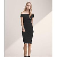 womens going out street chic bodycon dress solid boat neck above knee  ...