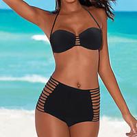 womens vintage strappy push up high waist swimsuit bikini