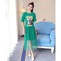 womens going out loose dress print round neck midi short sleeve cotton ...