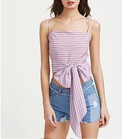 Women\'s Going out Beach Holiday Sexy Vintage Street chic Tank Top, Striped Strap Sleeveless Polyester
