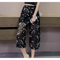 womens mid rise micro elastic loose pants simple loose print