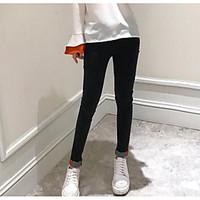 womens mid rise micro elastic skinny pants simple skinny solid