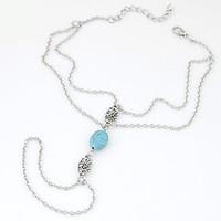 Women\'s European Style Fashion Simple Retro Daisy Flower Blue Beads Ring Bracelets