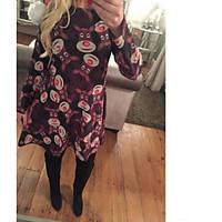 womens going out casualdaily cute street chic sheath dress print crew  ...