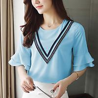 womens going out casualdaily simple cute summer shirt solid round neck ...