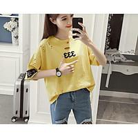 womens casualdaily simple summer t shirt print round neck short sleeve ...