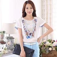 womens going out casualdaily simple cute summer shirt solid round neck ...