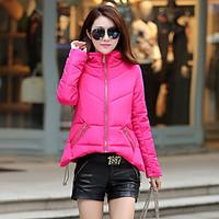 womens padded coat simple going out solid cotton polypropylene long sl ...