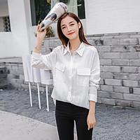 Women\'s Casual/Daily Work Holiday Vintage Simple Chinoiserie All Seasons Summer Shirt, Solid Shirt Collar Long Sleeve Rayon Thin