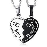 Women\'s Pendant Necklaces Pendants Titanium Steel Heart Fashion Silver-Black Jewelry Daily Casual 1 pair