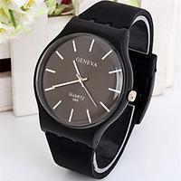 womens mens unisex fashion watch quartz silicone band casual black whi ...