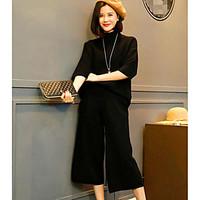 womens high rise casualdaily jumpsuits vintage wide leg solid spring