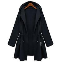 womens going out street chic fall jackets solid hooded long sleeve blu ...